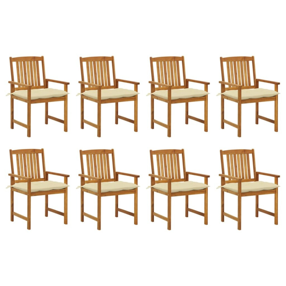 vidaXL Tuinstoelen 8 st met kussens massief acaciahout afbeelding 1