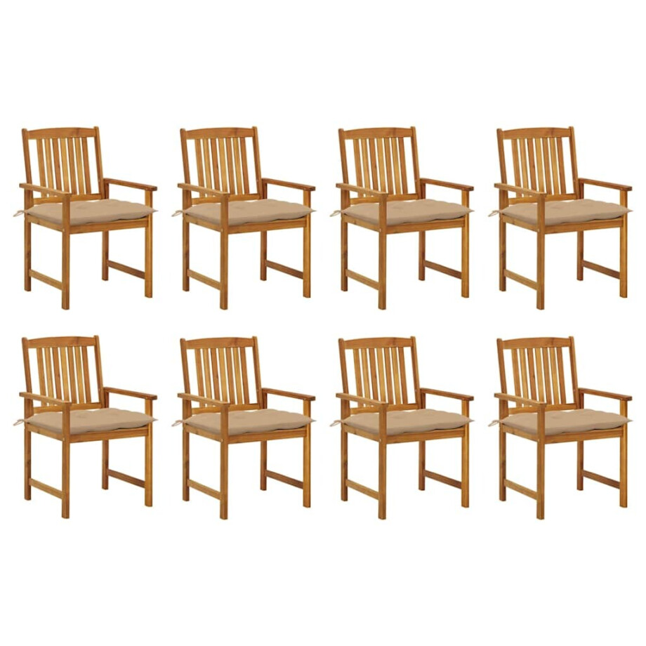 vidaXL Tuinstoelen 8 st met kussens massief acaciahout afbeelding 1