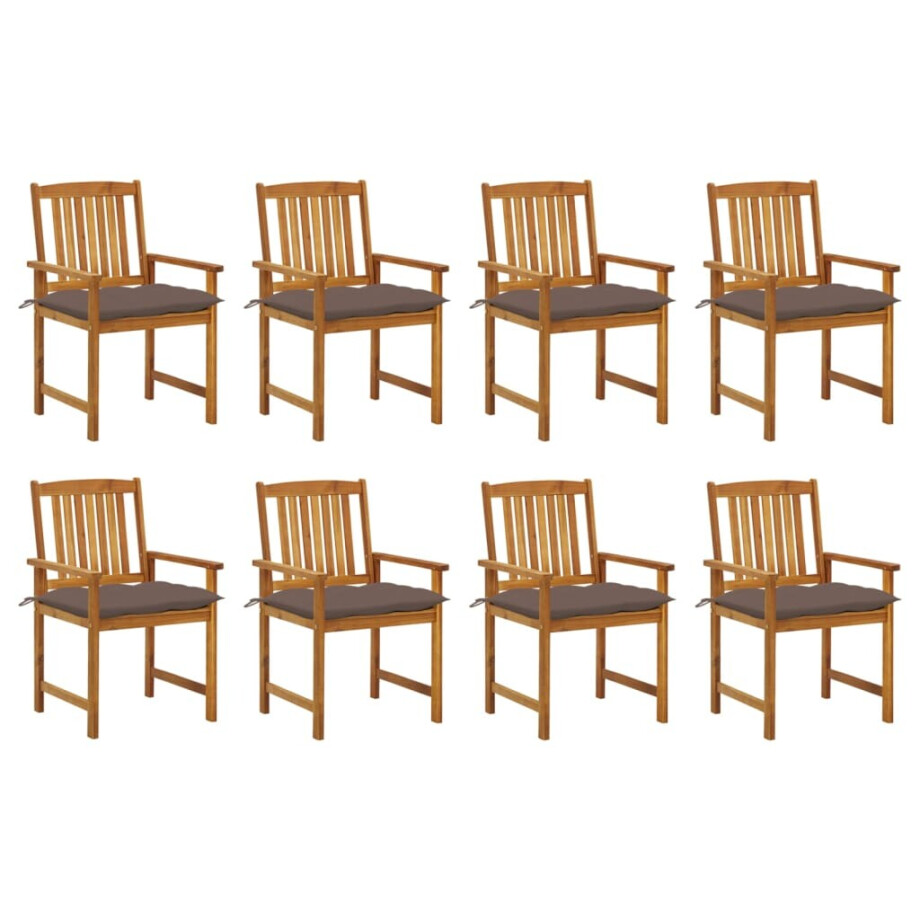 vidaXL Tuinstoelen 8 st met kussens massief acaciahout afbeelding 1