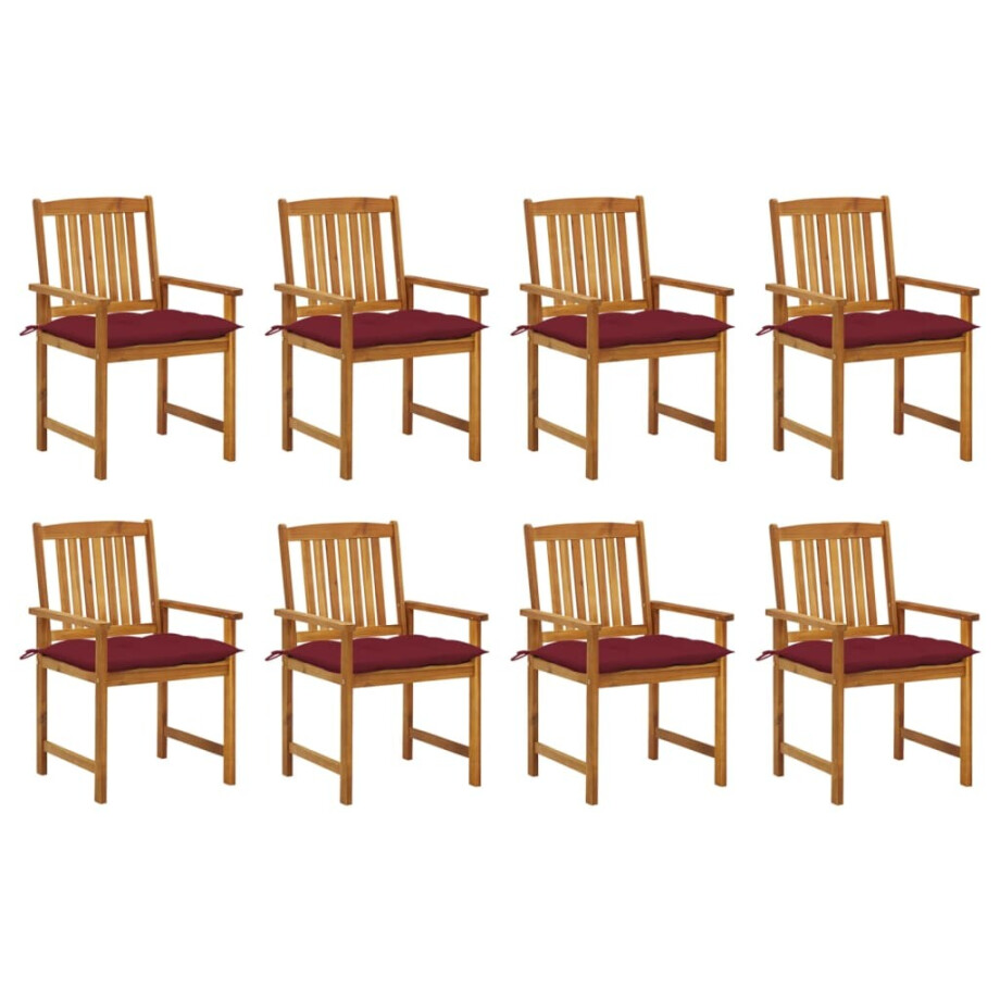 vidaXL Tuinstoelen 8 st met kussens massief acaciahout afbeelding 1