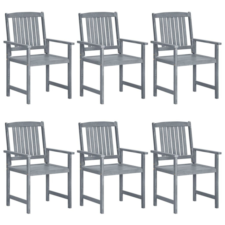 vidaXL Tuinstoelen 6 st massief acaciahout grijs vidaXL Tuinstoelen 6 st massief acaciahout grijs afbeelding 1