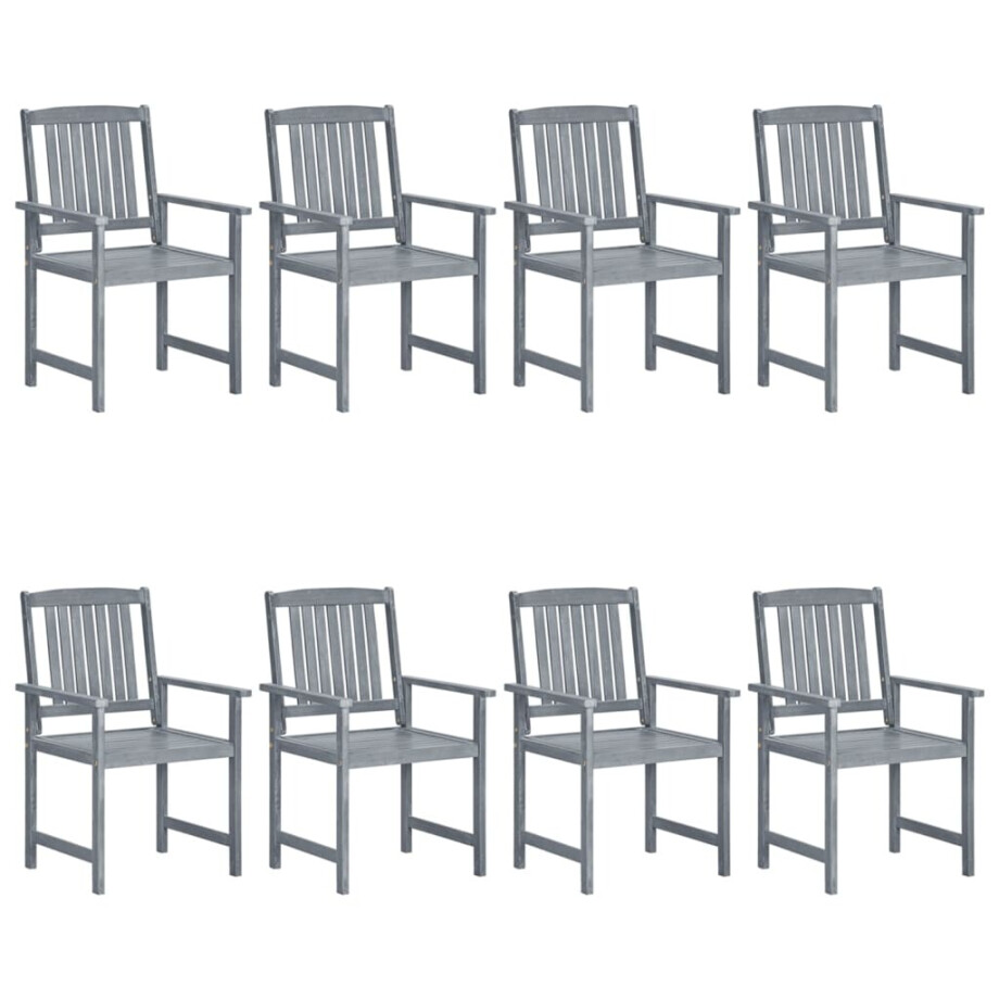 vidaXL Tuinstoelen 8 st massief acaciahout grijs afbeelding 1
