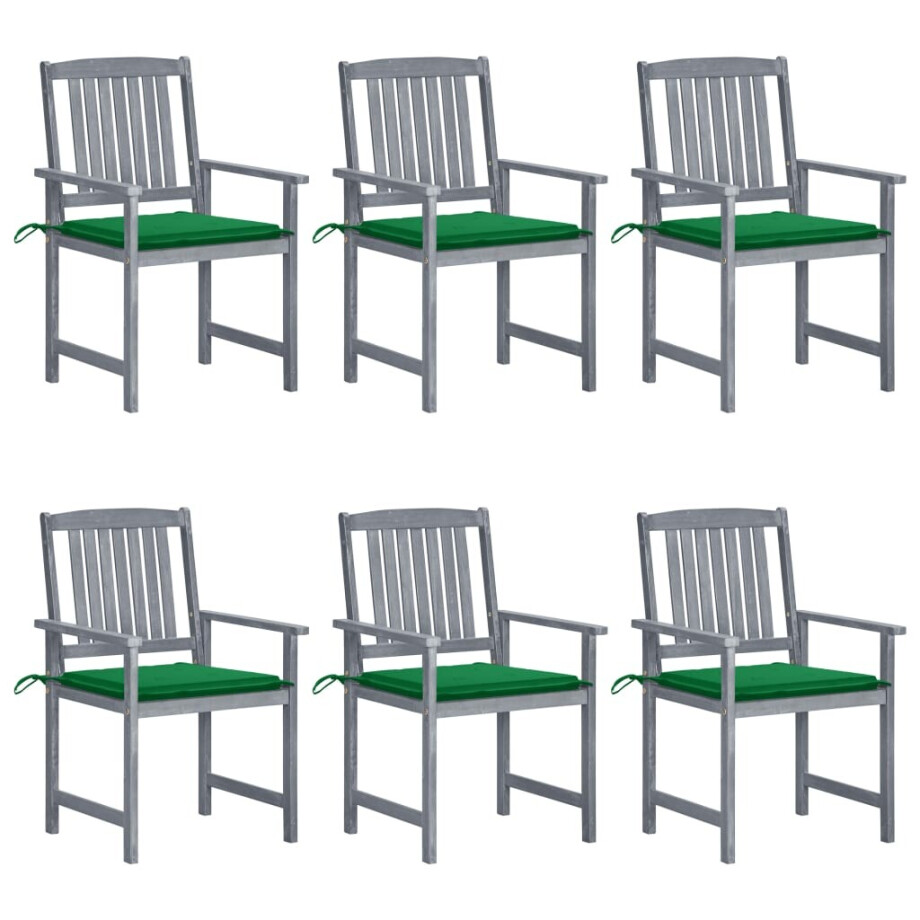 vidaXL Tuinstoelen 6 st met kussens massief acaciahout grijs vidaXL Tuinstoelen 6 st met kussens massief acaciahout grijs afbeelding 1