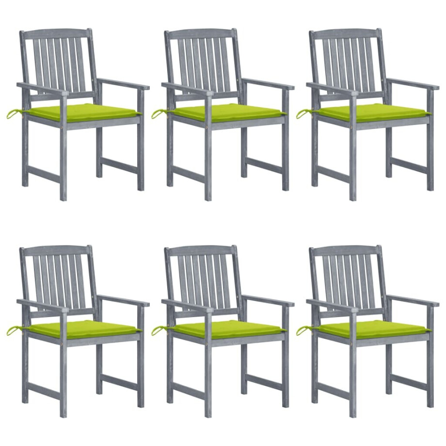 vidaXL Tuinstoelen 6 st met kussens massief acaciahout grijs vidaXL Tuinstoelen 6 st met kussens massief acaciahout grijs afbeelding 1