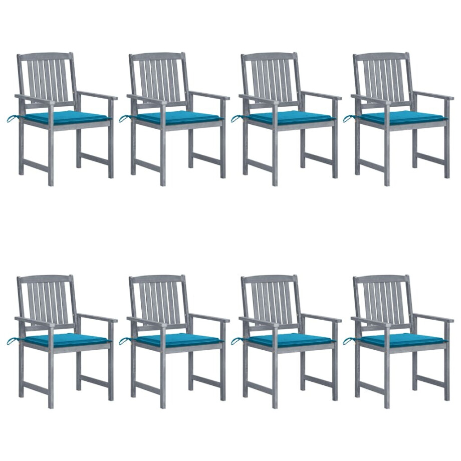 vidaXL Tuinstoelen 8 st met kussens massief acaciahout grijs afbeelding 1