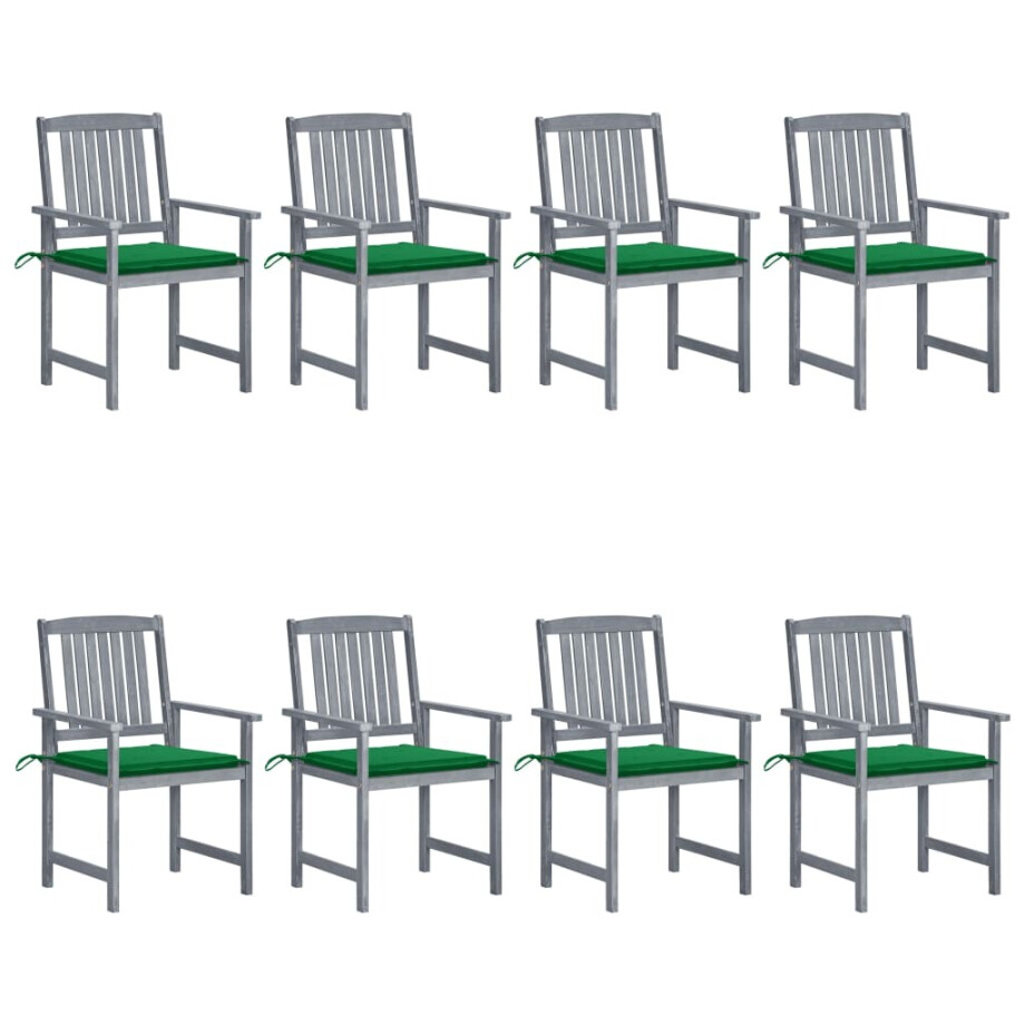 vidaXL Tuinstoelen 8 st met kussens massief acaciahout grijs afbeelding 1