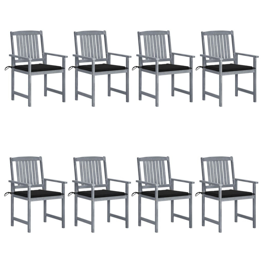 vidaXL Tuinstoelen 8 st met kussens massief acaciahout grijs vidaXL Tuinstoelen 8 st met kussens massief acaciahout grijs afbeelding 1