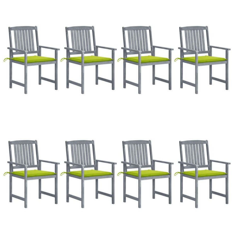 vidaXL Tuinstoelen 8 st met kussens massief acaciahout grijs afbeelding 1
