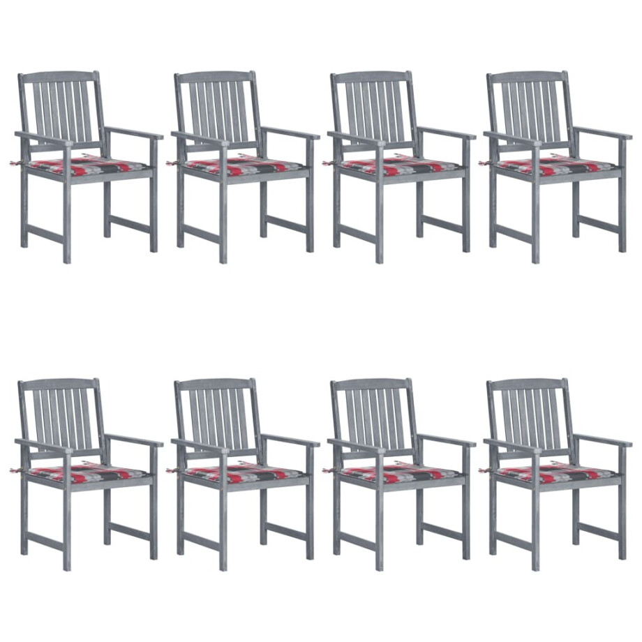 vidaXL Tuinstoelen 8 st met kussens massief acaciahout grijs afbeelding 1