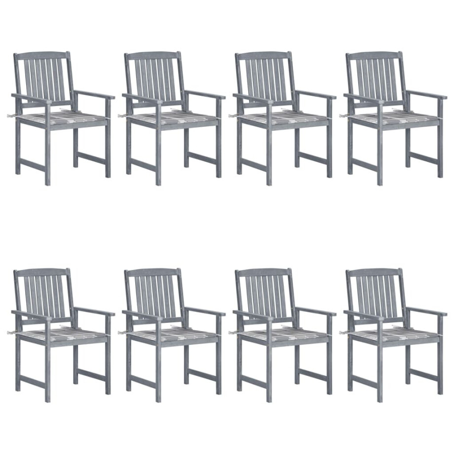 vidaXL Tuinstoelen 8 st met kussens massief acaciahout grijs vidaXL Tuinstoelen 8 st met kussens massief acaciahout grijs afbeelding 1