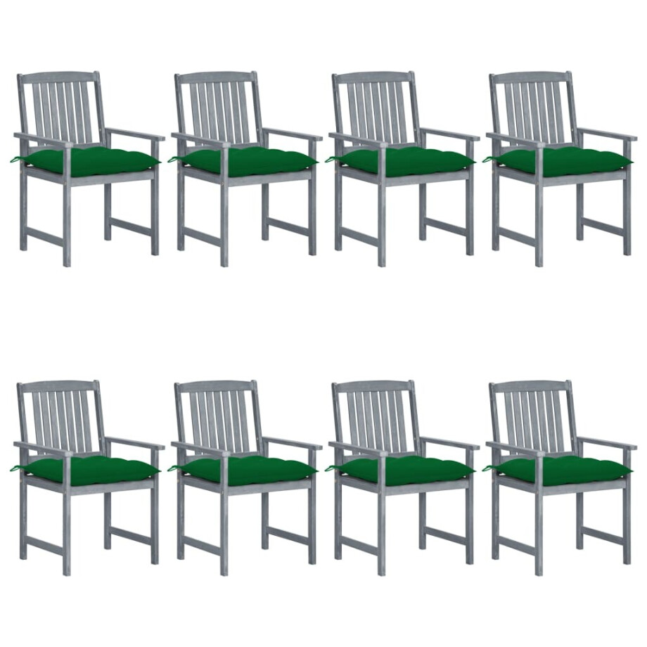 vidaXL Tuinstoelen 8 st met kussens massief acaciahout grijs vidaXL Tuinstoelen 8 st met kussens massief acaciahout grijs afbeelding 1