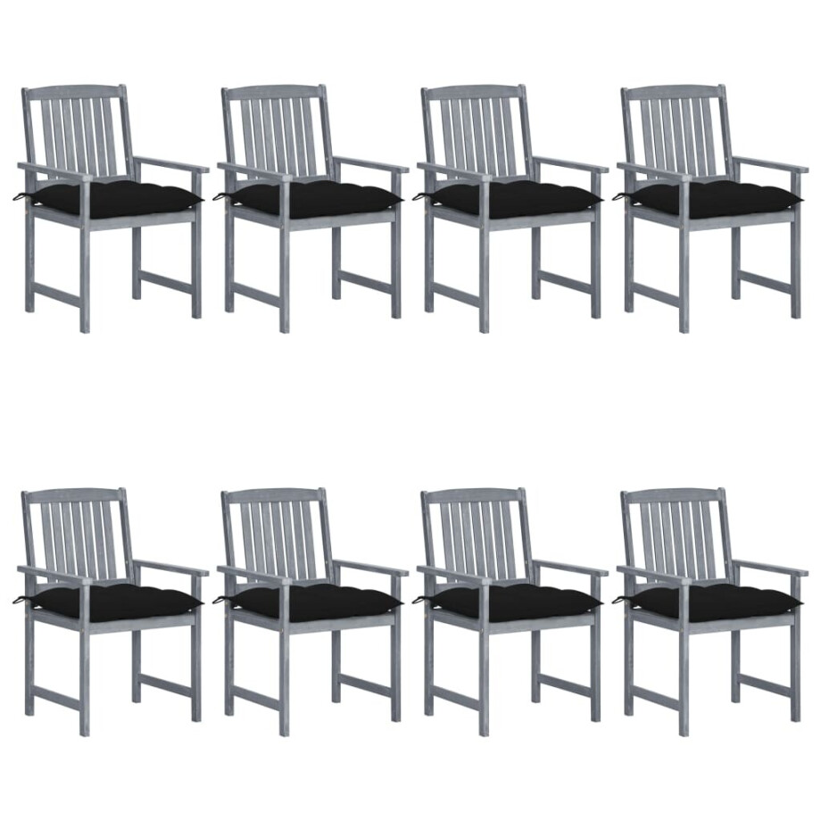 vidaXL Tuinstoelen 8 st met kussens massief acaciahout grijs afbeelding 1