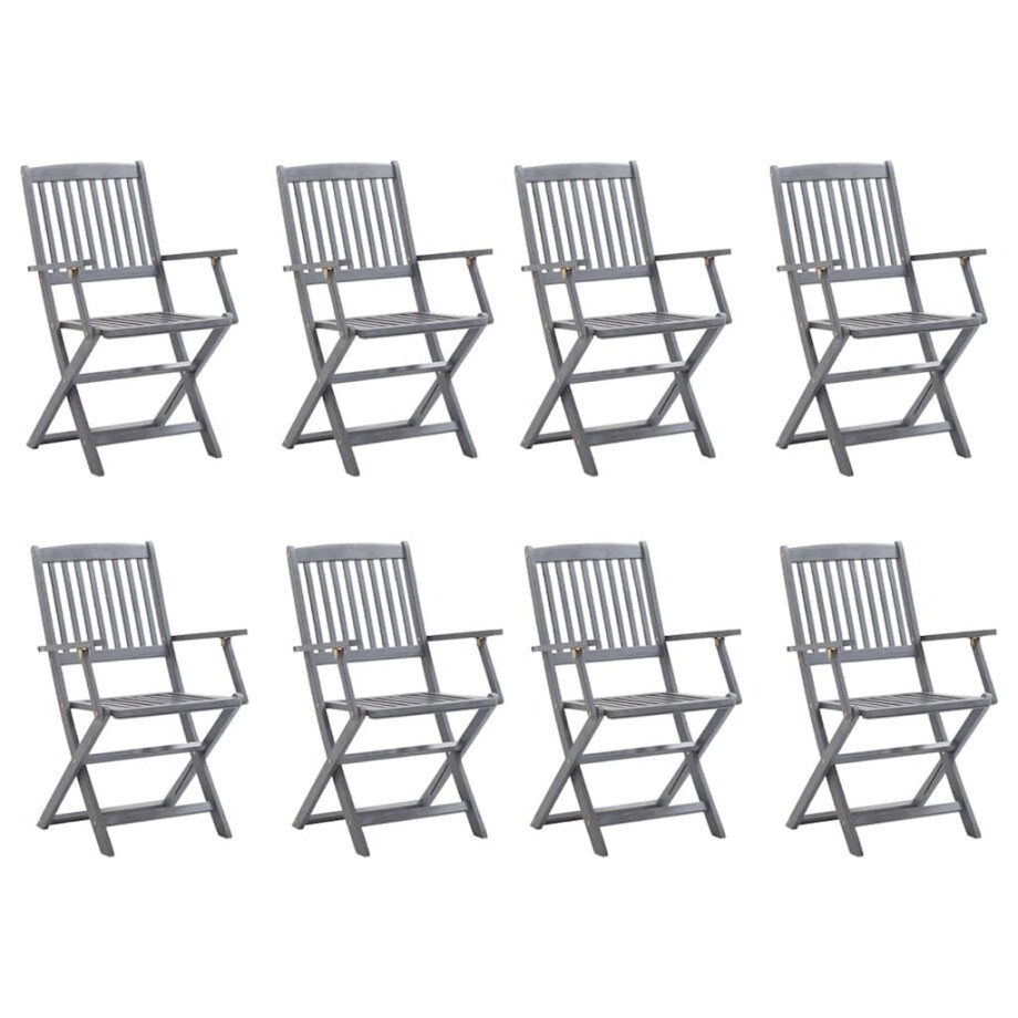 vidaXL Tuinstoelen 8 st inklapbaar massief acaciahout afbeelding 1