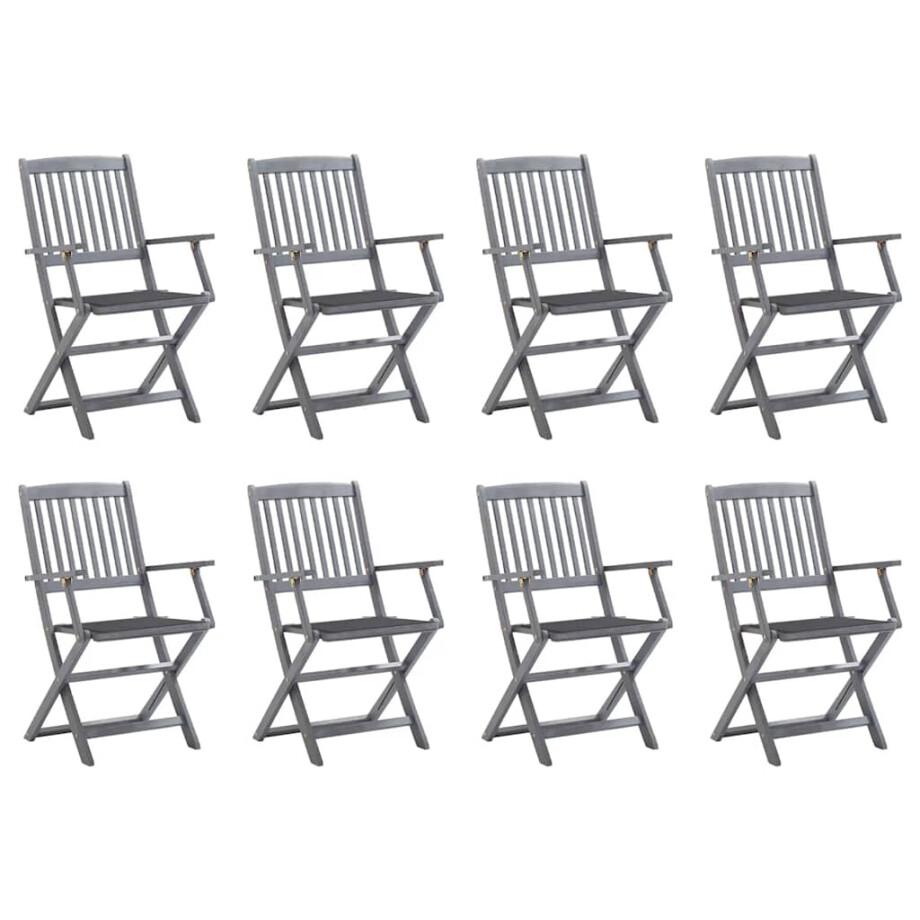 vidaXL Tuinstoelen 8 st inklapbaar met kussens massief acaciahout afbeelding 1