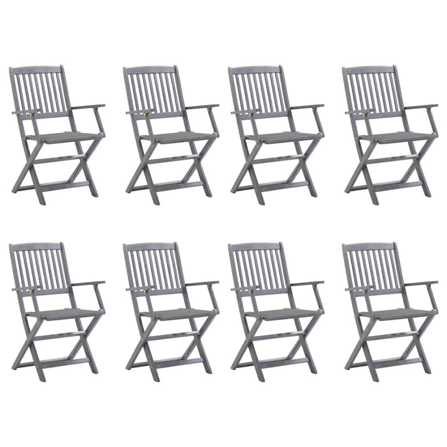 vidaXL Tuinstoelen 8 st inklapbaar met kussens massief acaciahout afbeelding 1