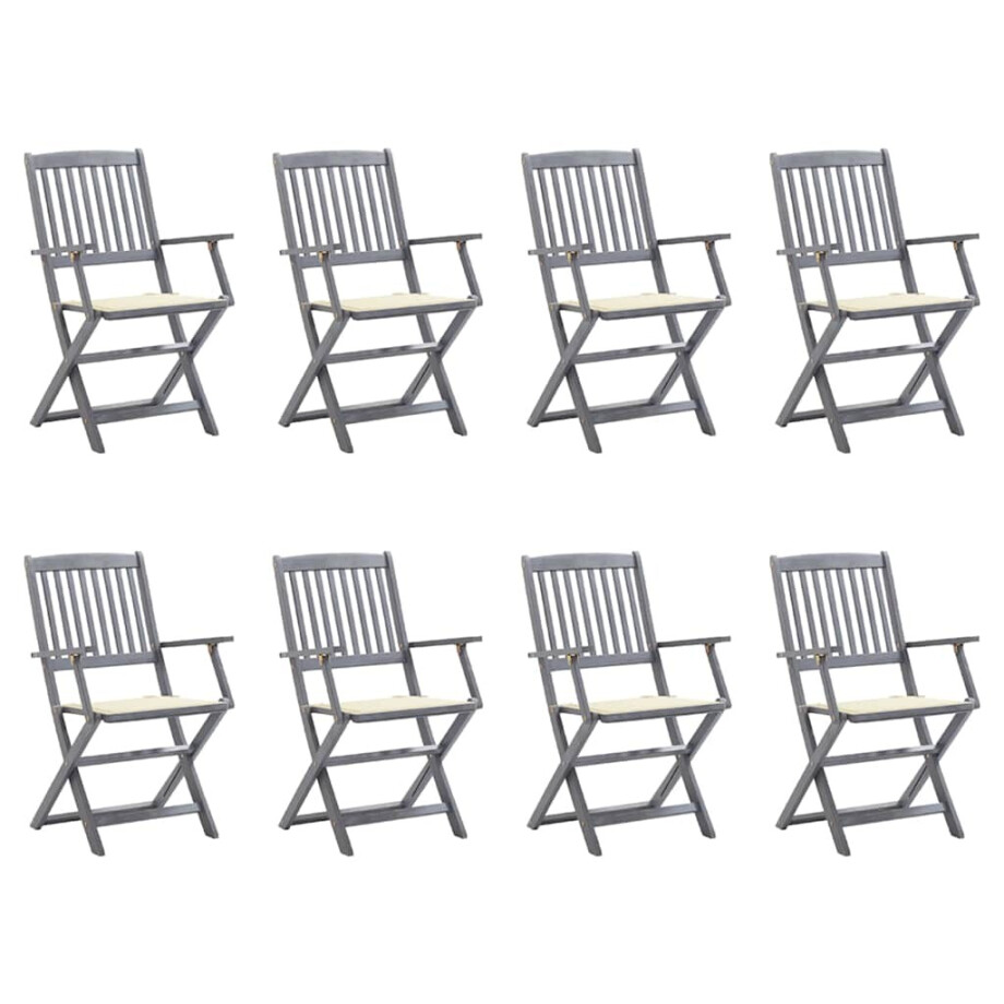 vidaXL Tuinstoelen 8 st inklapbaar met kussens massief acaciahout afbeelding 1