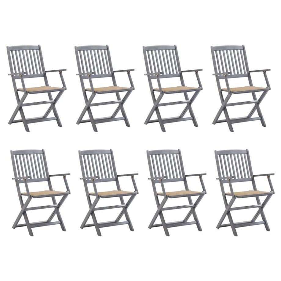 vidaXL Tuinstoelen 8 st inklapbaar met kussens massief acaciahout afbeelding 1