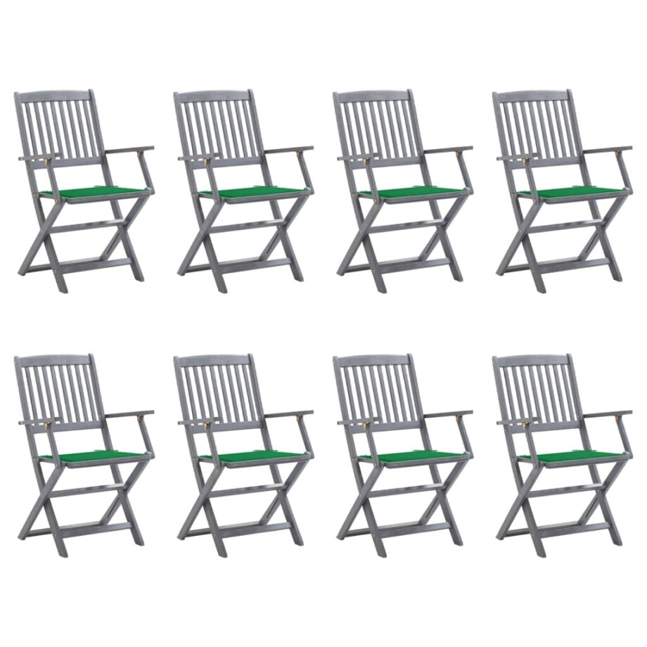 vidaXL Tuinstoelen 8 st inklapbaar met kussens massief acaciahout afbeelding 1