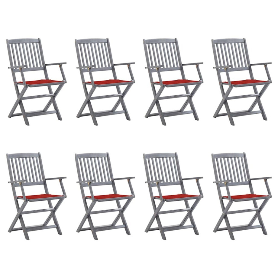 vidaXL Tuinstoelen 8 st inklapbaar met kussens massief acaciahout afbeelding 1