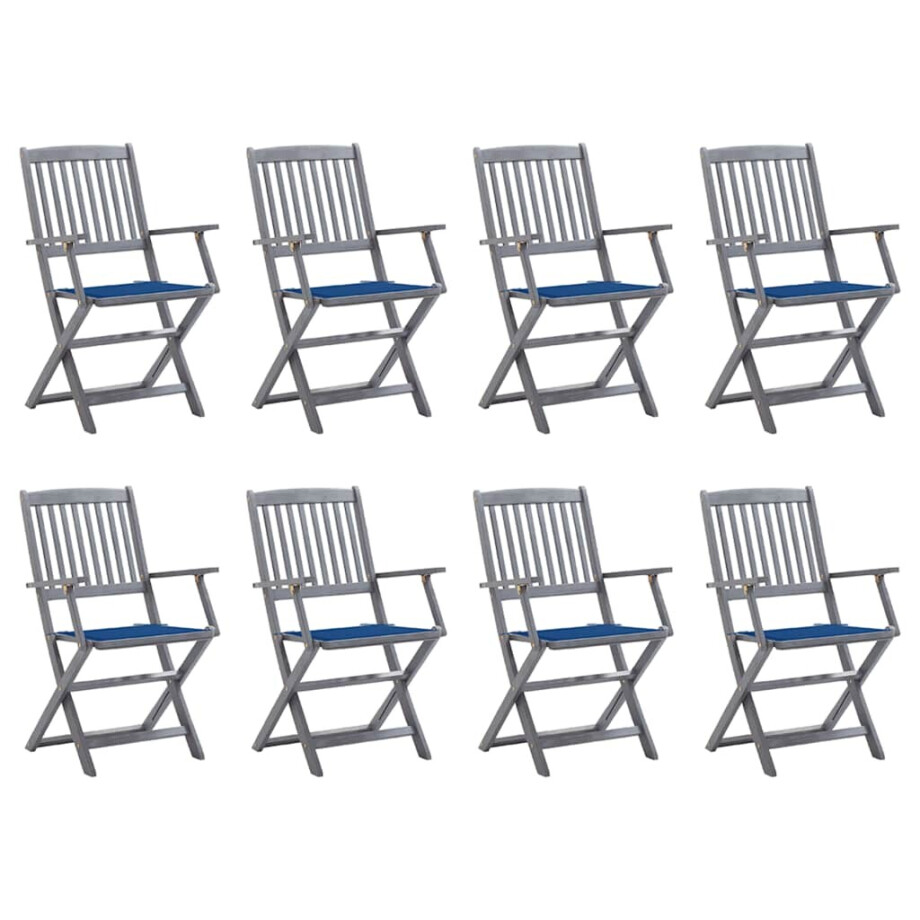 vidaXL Tuinstoelen 8 st inklapbaar met kussens massief acaciahout afbeelding 1