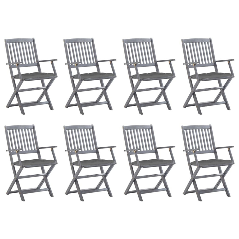 vidaXL Tuinstoelen 8 st inklapbaar met kussens massief acaciahout afbeelding 1