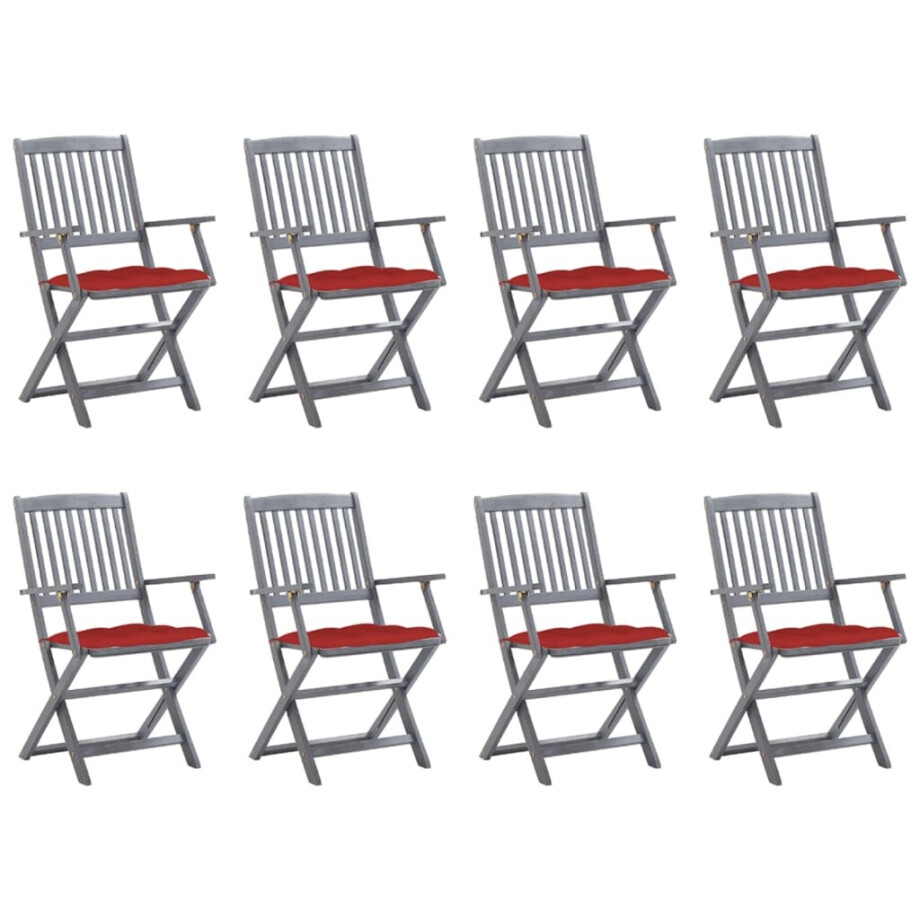 vidaXL Tuinstoelen 8 st inklapbaar met kussens massief acaciahout vidaXL Tuinstoelen 8 st inklapbaar met kussens massief acaciahout afbeelding 1