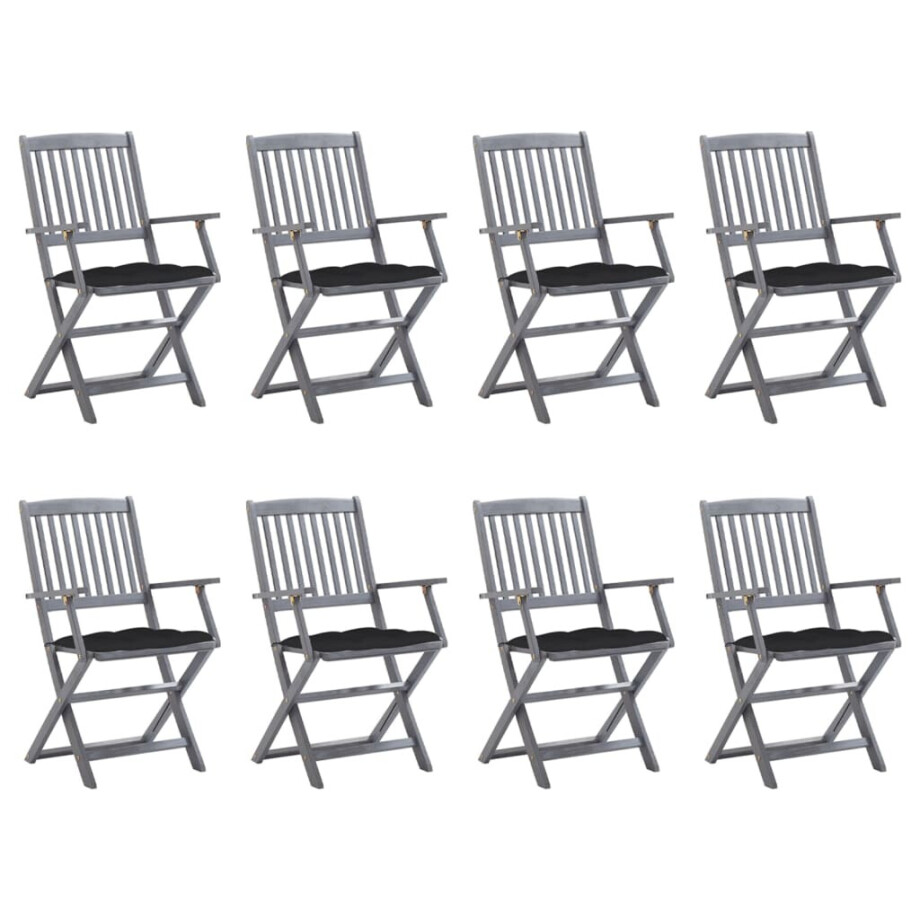 vidaXL Tuinstoelen 8 st inklapbaar met kussens massief acaciahout vidaXL Tuinstoelen 8 st inklapbaar met kussens massief acaciahout afbeelding 1