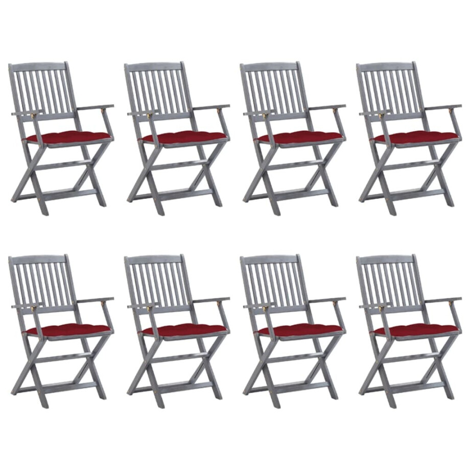 vidaXL Tuinstoelen 8 st inklapbaar met kussens massief acaciahout vidaXL Tuinstoelen 8 st inklapbaar met kussens massief acaciahout afbeelding 1