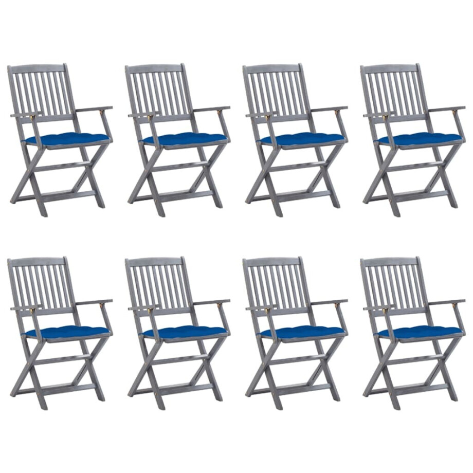 vidaXL Tuinstoelen 8 st inklapbaar met kussens massief acaciahout vidaXL Tuinstoelen 8 st inklapbaar met kussens massief acaciahout afbeelding 1