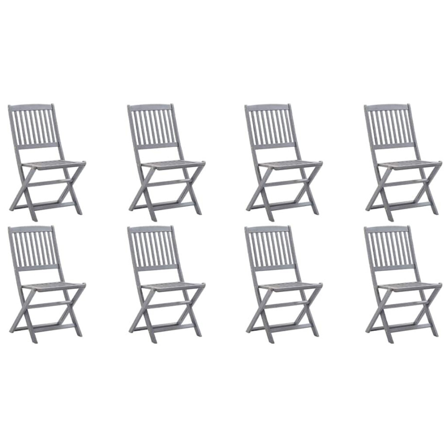 vidaXL Tuinstoelen 8 st inklapbaar massief acaciahout afbeelding 1