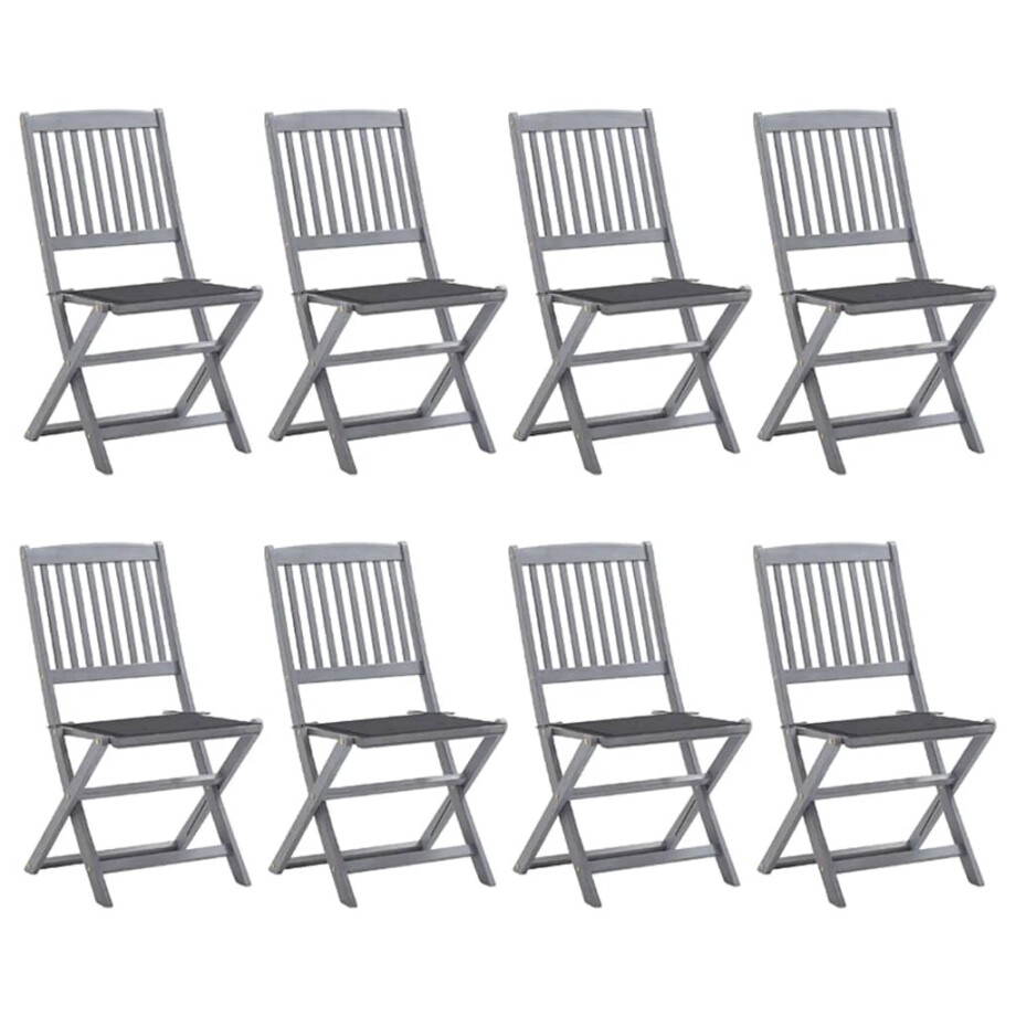 vidaXL Tuinstoelen 8 st inklapbaar met kussens massief acaciahout vidaXL Tuinstoelen 8 st inklapbaar met kussens massief acaciahout afbeelding 1