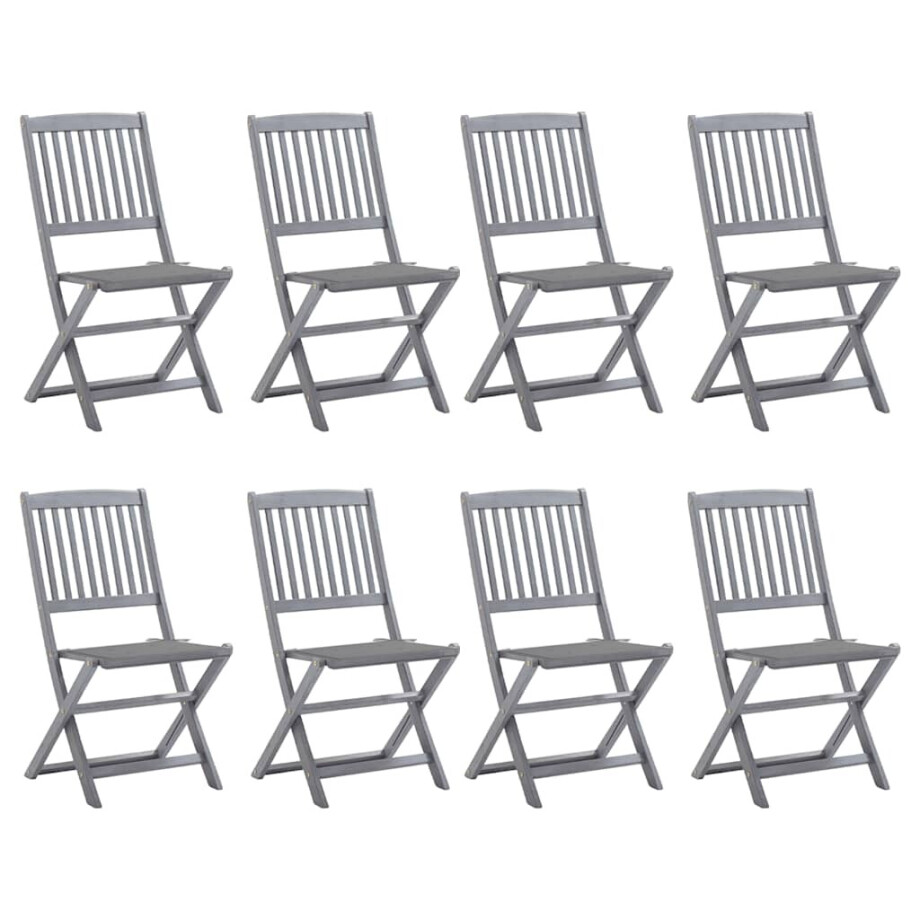 vidaXL Tuinstoelen 8 st inklapbaar met kussens massief acaciahout afbeelding 1