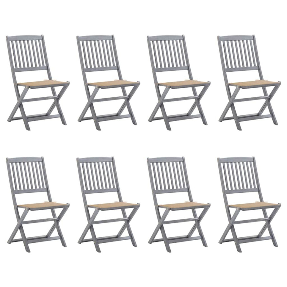 vidaXL Tuinstoelen 8 st inklapbaar met kussens massief acaciahout afbeelding 1