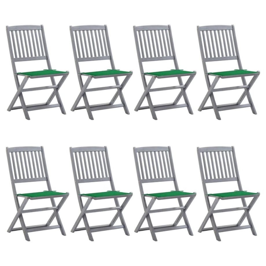 vidaXL Tuinstoelen 8 st inklapbaar met kussens massief acaciahout afbeelding 1