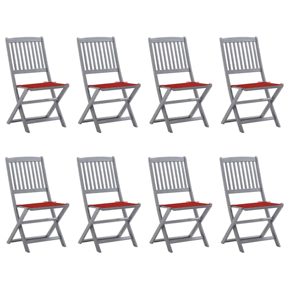 vidaXL Tuinstoelen 8 st inklapbaar met kussens massief acaciahout afbeelding 1