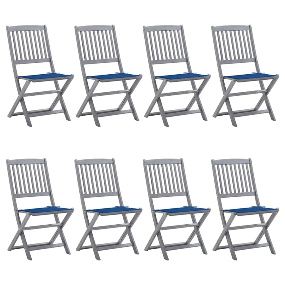 vidaXL Tuinstoelen 8 st inklapbaar met kussens massief acaciahout afbeelding 1