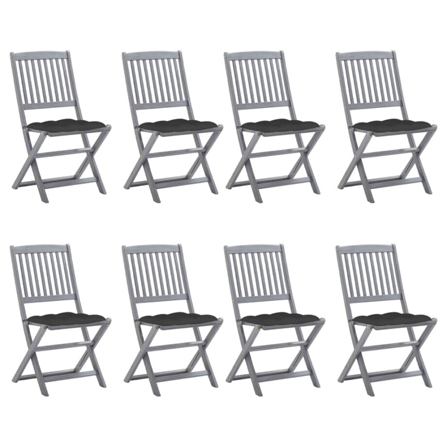vidaXL Tuinstoelen 8 st inklapbaar met kussens massief acaciahout afbeelding 1