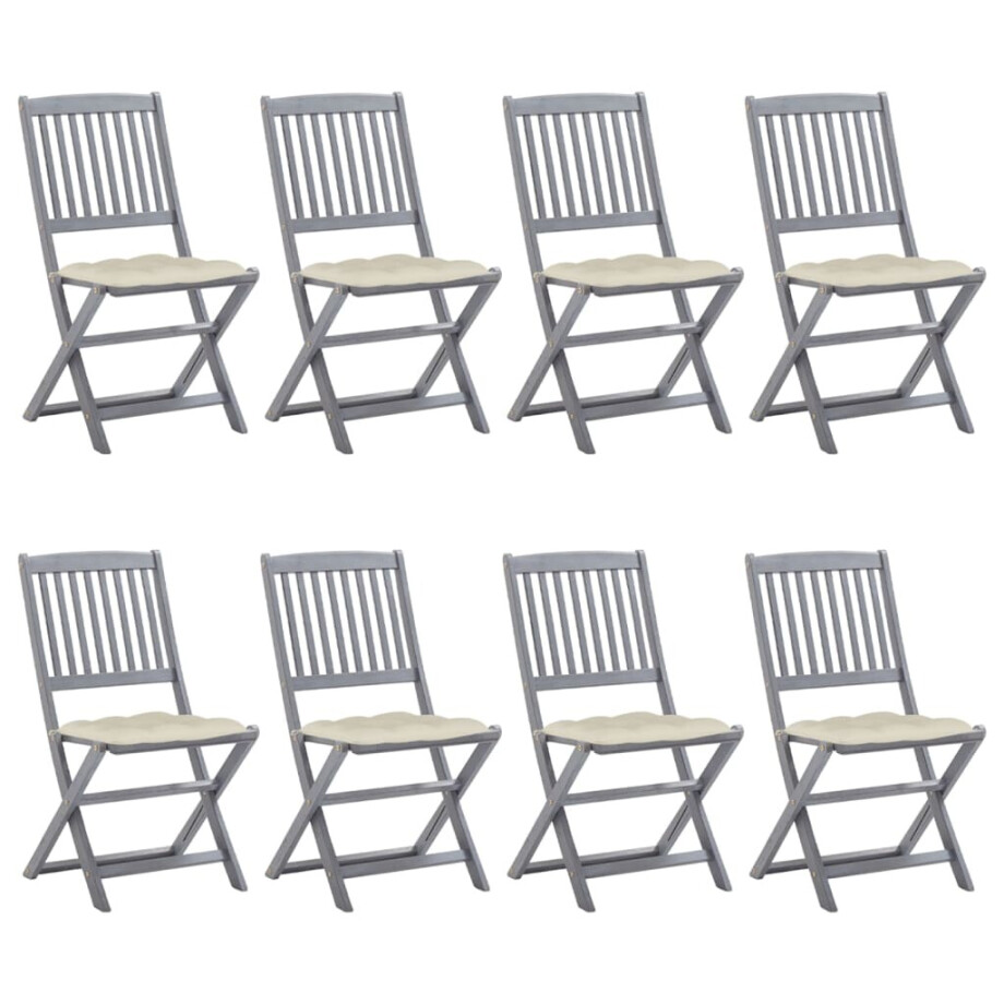 vidaXL Tuinstoelen 8 st inklapbaar met kussens massief acaciahout afbeelding 1