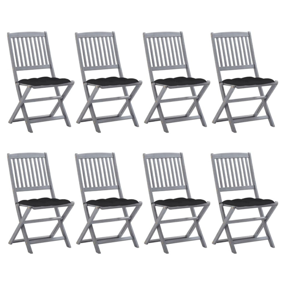 vidaXL Tuinstoelen 8 st inklapbaar met kussens massief acaciahout vidaXL Tuinstoelen 8 st inklapbaar met kussens massief acaciahout afbeelding 1