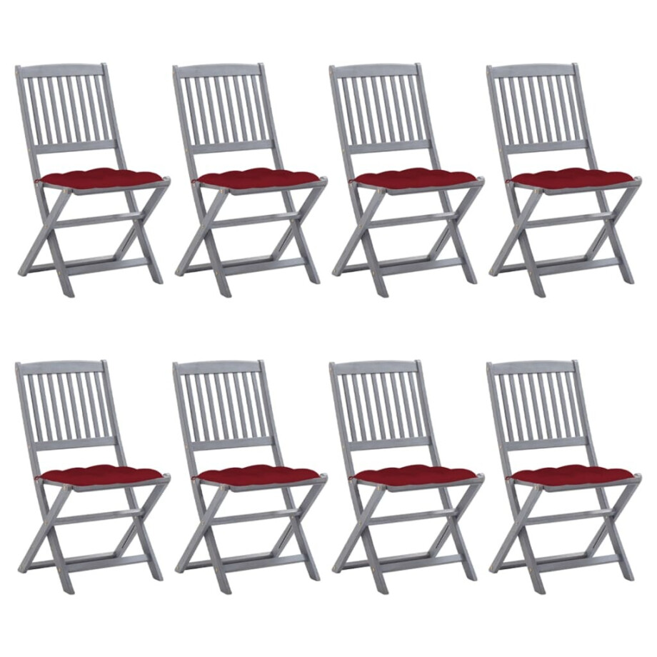 vidaXL Tuinstoelen 8 st inklapbaar met kussens massief acaciahout vidaXL Tuinstoelen 8 st inklapbaar met kussens massief acaciahout afbeelding 1