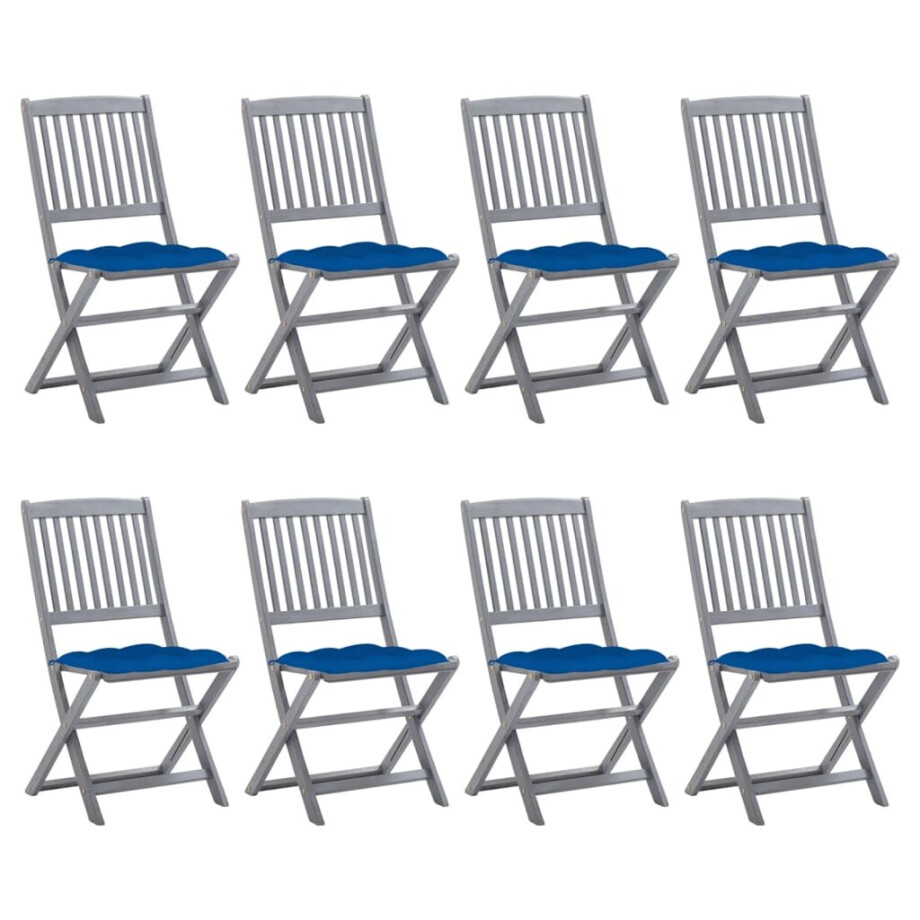 vidaXL Tuinstoelen 8 st inklapbaar met kussens massief acaciahout vidaXL Tuinstoelen 8 st inklapbaar met kussens massief acaciahout afbeelding 1