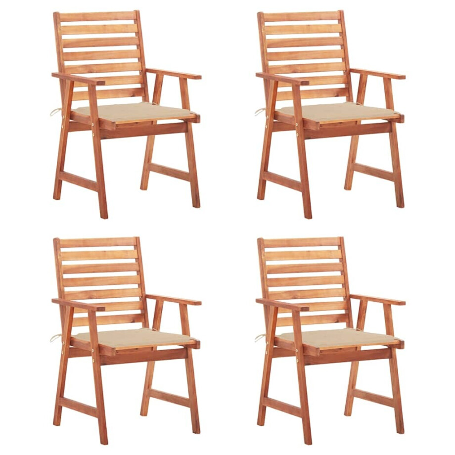 vidaXL Tuinstoelen 4 st met kussens massief acaciahout afbeelding 1