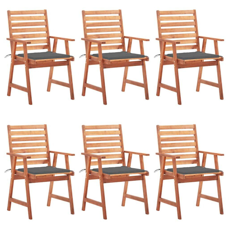 vidaXL Tuinstoelen 6 st met kussens massief acaciahout afbeelding 1