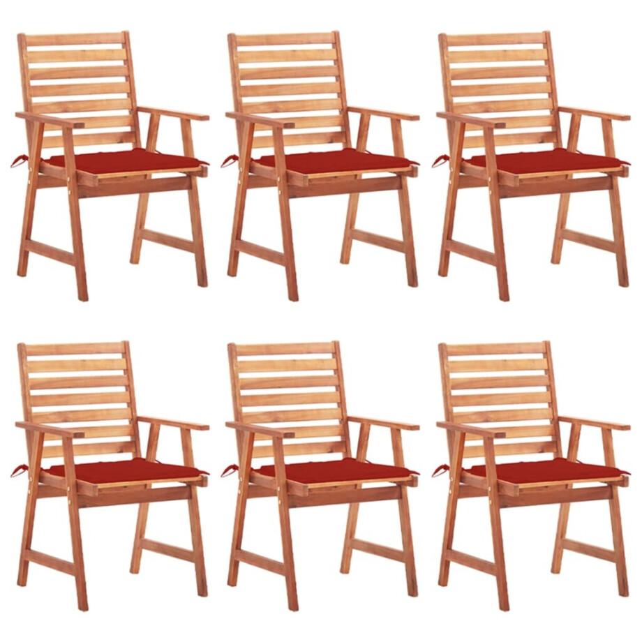 vidaXL Tuinstoelen 6 st met kussens massief acaciahout vidaXL Tuinstoelen 6 st met kussens massief acaciahout afbeelding 1