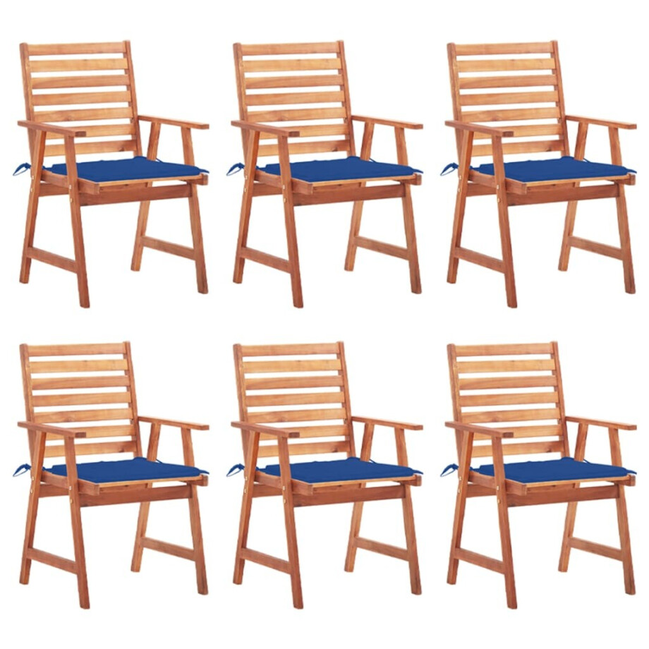 vidaXL Tuinstoelen 6 st met kussens massief acaciahout afbeelding 1
