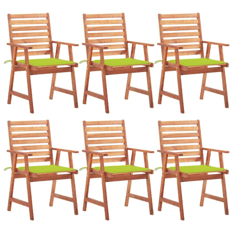 vidaXL Tuinstoelen 6 st met kussens massief acaciahout afbeelding 1