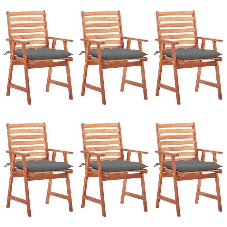 vidaXL Tuinstoelen 6 st met kussens massief acaciahout afbeelding 1