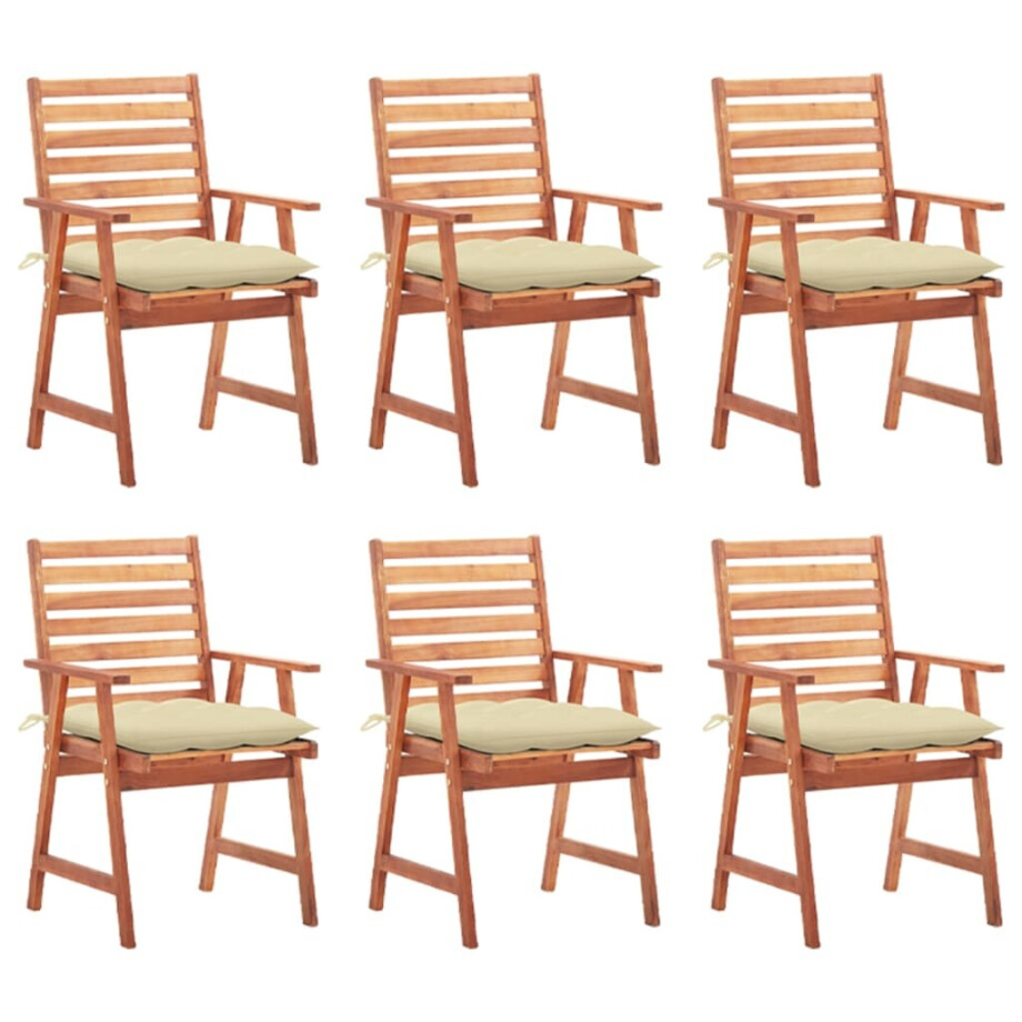 vidaXL Tuinstoelen 6 st met kussens massief acaciahout afbeelding 1