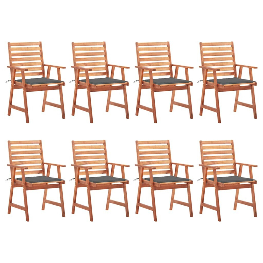 vidaXL Tuinstoelen 8 st met kussens massief acaciahout afbeelding 1