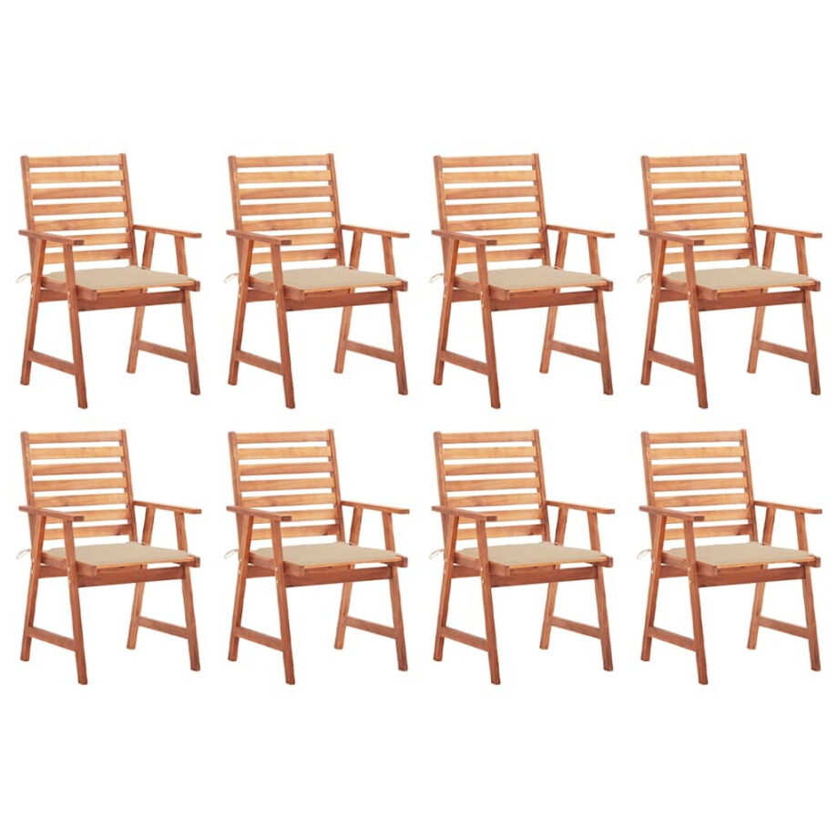 vidaXL Tuinstoelen 8 st met kussens massief acaciahout vidaXL Tuinstoelen 8 st met kussens massief acaciahout afbeelding 1